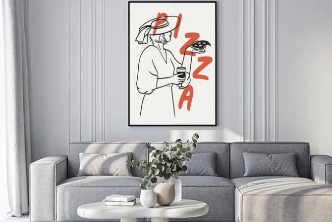 Plakat: Pizza ilustracja w nowoczesnym stylu