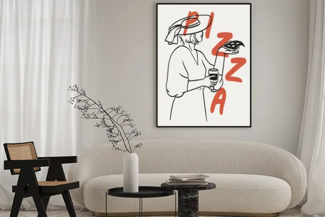 Plakat: Pizza ilustracja w nowoczesnym stylu