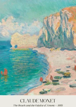 Plakat: Plaża i falaise damont reprodukcja claude monet