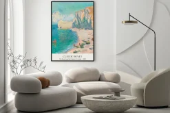 Plakat: Plaża i falaise damont reprodukcja claude monet
