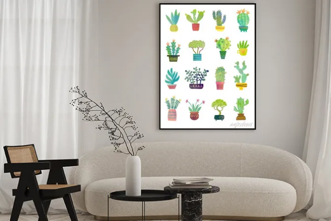 Plakat: Plakat akwarela kaktus