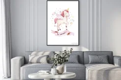 Plakat: Plakat na białym tle ładny akwarela jednorożca dzieci. ilustracja
