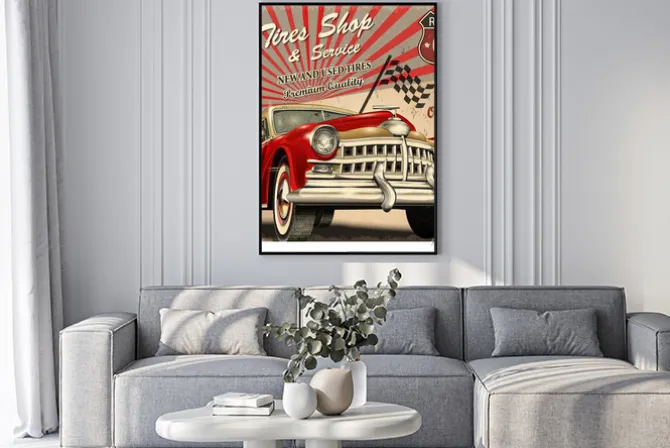 Plakat: Plakat retro usługi dla opon