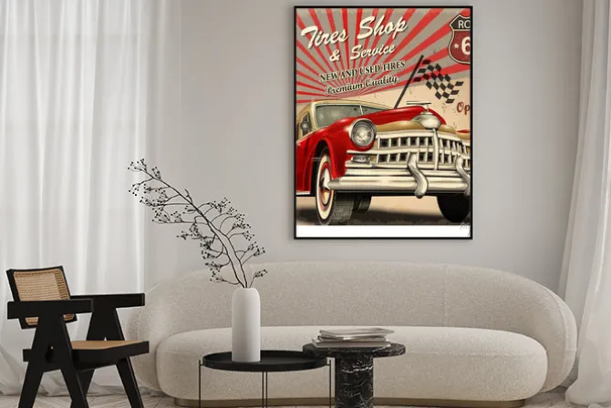 Plakat: Plakat retro usługi dla opon