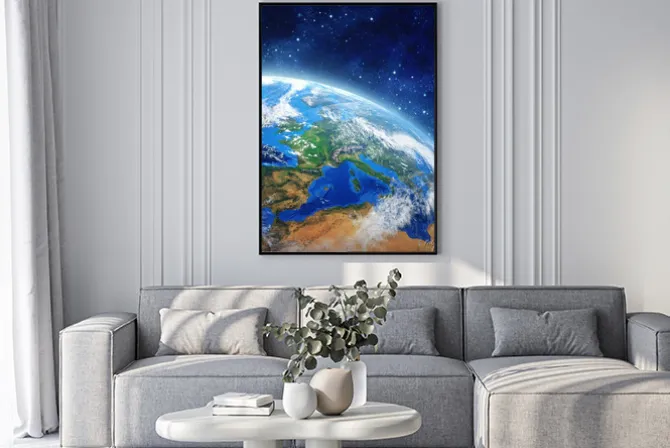 Plakat: Planeta ziemia w przestrzeni kosmicznej