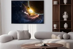 Plakat: Planety nad mgławicami w przestrzeni