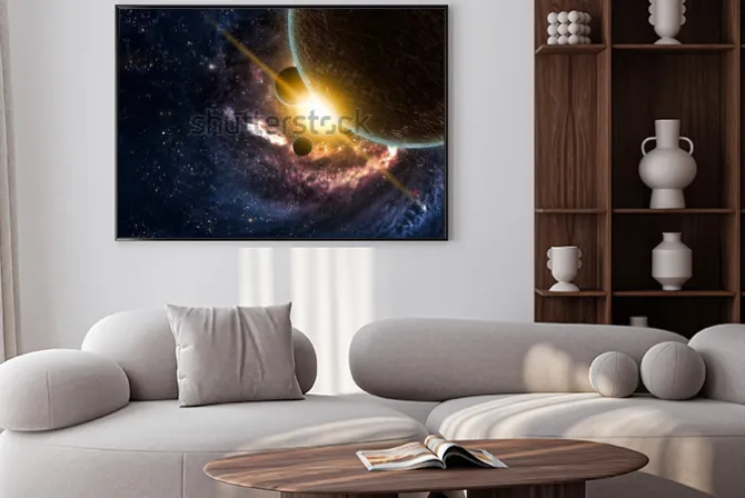 Plakat: Planety nad mgławicami w przestrzeni