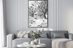 Plakat: Podmorski świat. wektor bez szwu deseń z roślin morskich i ryb