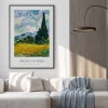 Plakat: Pole pszenicy z cyprysami