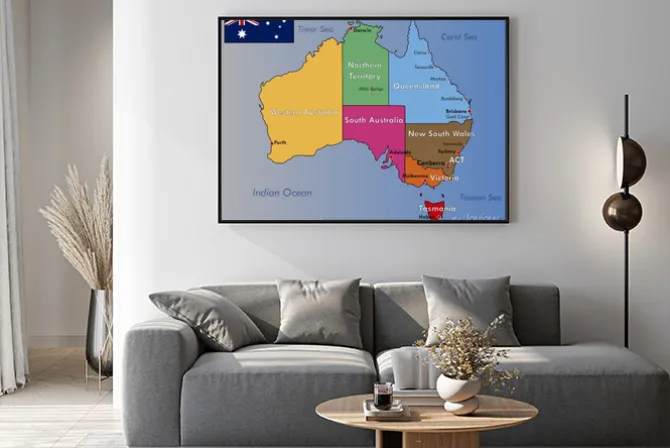 Plakat: Polityczna mapa australii