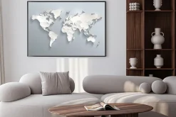 Plakat: Polityczna mapa świata biała 3d