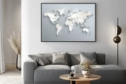 Plakat: Polityczna mapa świata biała 3d