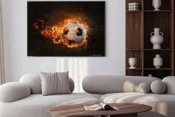 Plakat: Płonąca piłka nożna