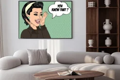 Plakat: Pop art retro kobieta w ładny stylu komiksów wiadomości