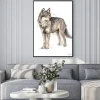 Plakat: Portrait of a wolf from a splash of watercolor, hand drawn