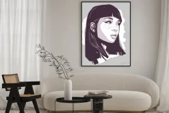 Plakat: Portret ilustracja urocza dziewczyna jest ubranym makeup w kolorze