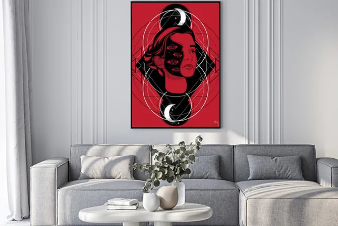 Plakat: Portret kobiety w stylu surrealistycznym