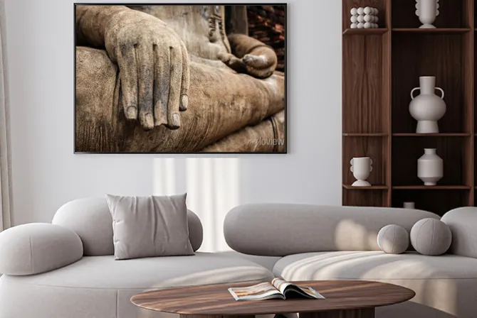 Plakat: Posąg buddy ręcznie zamknąć szczegółów