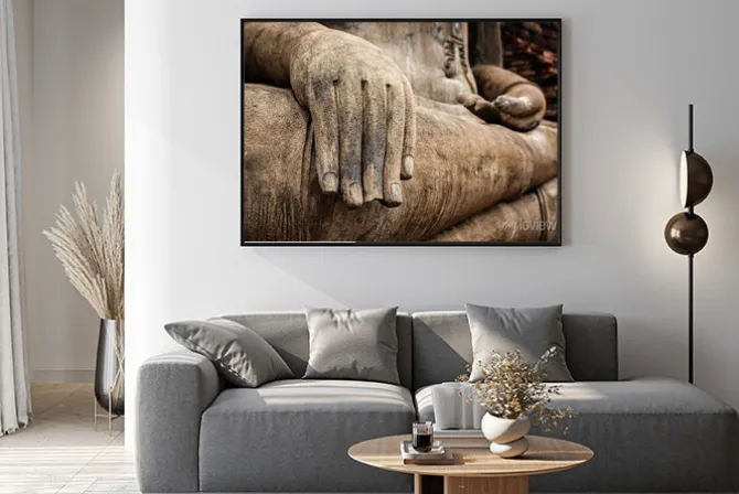 Plakat: Posąg buddy ręcznie zamknąć szczegółów