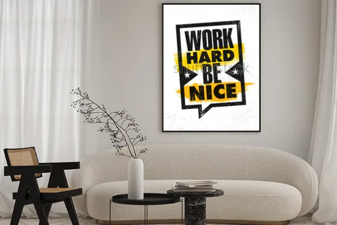 Plakat: Pracuj ciężko lub miły. inspirujący kreatywny motywacja plakat