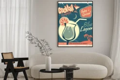 Plakat: Promocyjny retro plakat bar koktajlowy