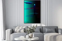 Plakat: Prosta grafika z lecącym supermanem