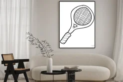 Plakat: Proste doodle z rakietą tenisową