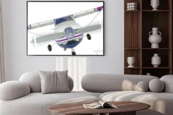 Plakat: Przód cessna 172 jedynka propeller airplane na białym
