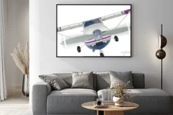 Plakat: Przód cessna 172 jedynka propeller airplane na białym