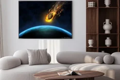 Plakat: Przestrzeń 3d tle sceny skały pędzących ku fictiona