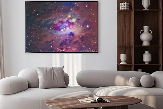 Plakat: Przestrzeń kosmiczna z mgławicą w kolorze