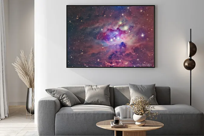 Plakat: Przestrzeń kosmiczna z mgławicą w kolorze