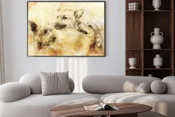 Plakat: Psy rysunek ołówkiem na starym papierze, papierze rocznika i