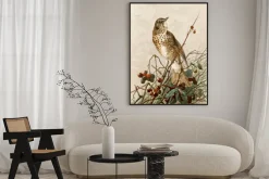 Plakat: Ptak na gałązce z owocami