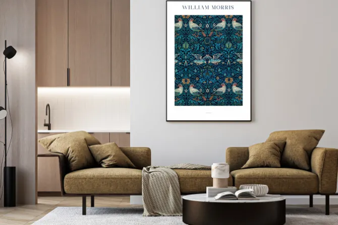 Plakat: Ptaki i rośliny w stylu william morris