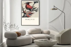 Plakat: Ptaki reprodukcja szkicu hokusai