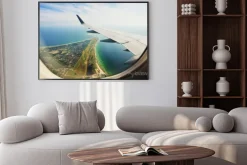 Plakat: Półwysep z okna samolotu