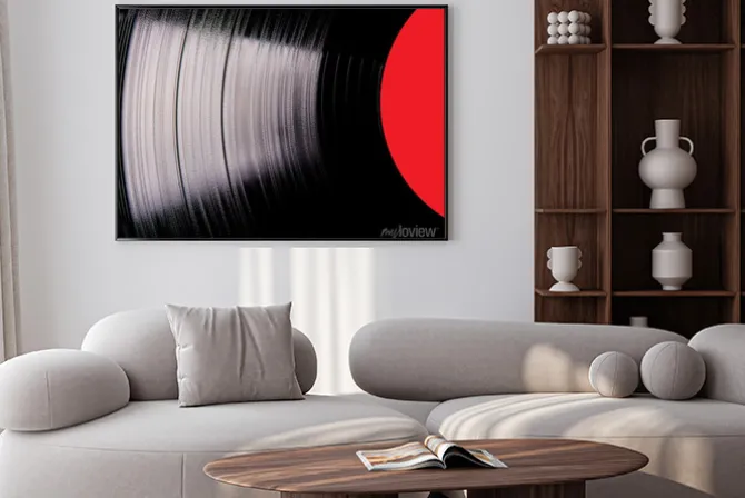 Plakat: Płyta winylowa z bliska