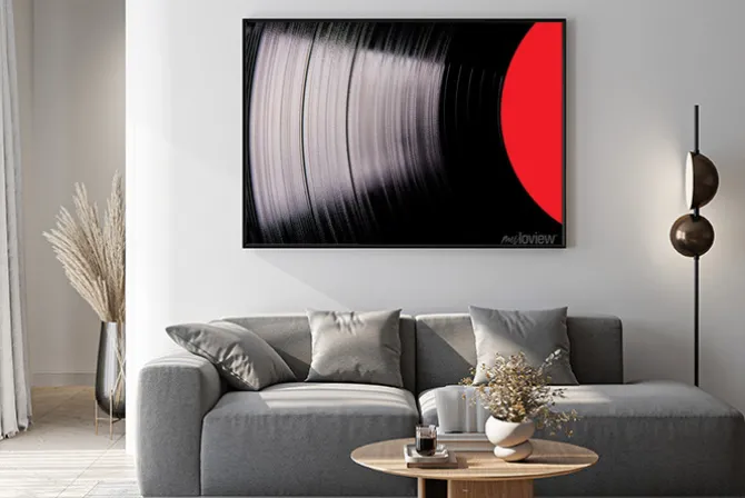 Plakat: Płyta winylowa z bliska