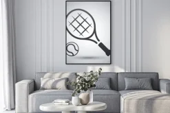 Plakat: Rakieta tenisowa i piłka tenis, ikona wektor