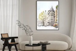 Plakat: Ręcznie malowane kolor szkic paryskiej ulicy