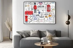 Plakat: Ręcznie rysowane elementy londynu