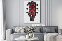 Plakat: Ręcznie rysowane ilustracji zz głowy gitarowej i liternictwa.