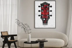 Plakat: Ręcznie rysowane ilustracji zz głowy gitarowej i liternictwa.