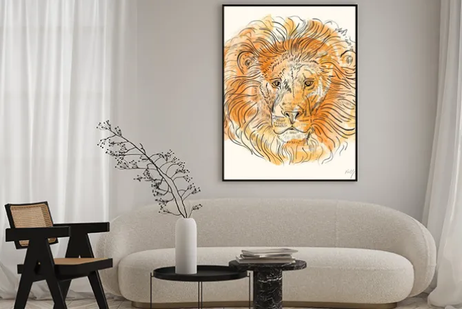 Plakat: Ręcznie rysowane ilustracji wektorowych z głową lwa