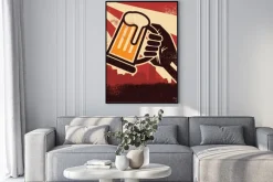 Plakat: Retro grafika z kuflem piwa