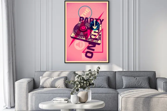 Plakat: Retro grafika z motywem muzycznym