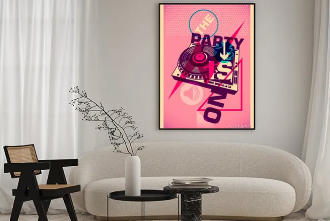 Plakat: Retro grafika z motywem muzycznym