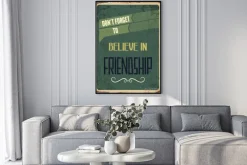 Plakat: Retro metalu znak "uwierz w fiendship"