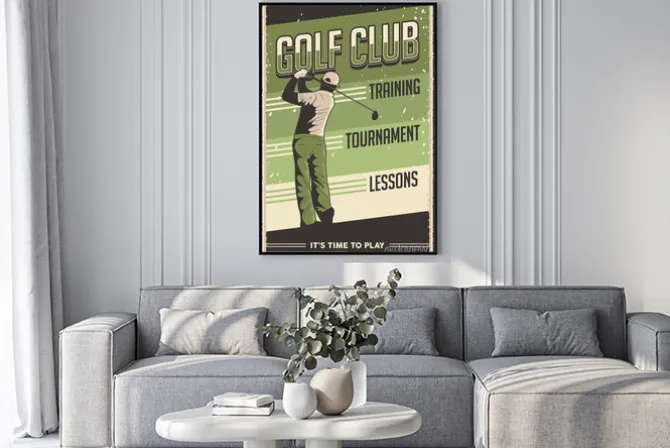 Plakat: Retro vintage golf poster sign